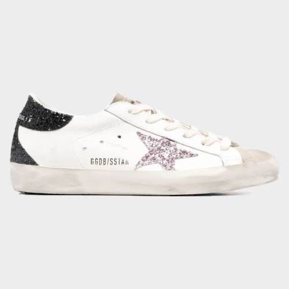Golden Goose Superstar Sneaker White Leather/Taupe/Black/Mauve Glitter sz 37 NIB - Picture 14 of 14